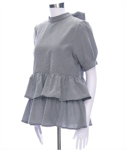 CLEAR BASIC（クリアベーシック）の「2way無地&柄リボンペプラムブラウス[オフィスカジュアル 着回し抜群 大人]（シャツ/ブラウス・レディース・オフホワイト/ネイビー/ブラック系その他・F）」の8枚目の写真