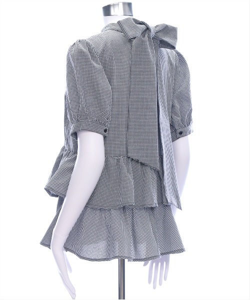 CLEAR BASIC（クリアベーシック）の「2way無地&柄リボンペプラムブラウス[オフィスカジュアル 着回し抜群 大人]（シャツ/ブラウス・レディース・オフホワイト/ネイビー/ブラック系その他・F）」の10枚目の写真