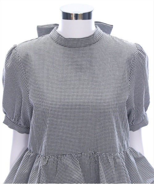 CLEAR BASIC（クリアベーシック）の「2way無地&柄リボンペプラムブラウス[オフィスカジュアル 着回し抜群 大人]（シャツ/ブラウス・レディース・オフホワイト/ネイビー/ブラック系その他・F）」の14枚目の写真