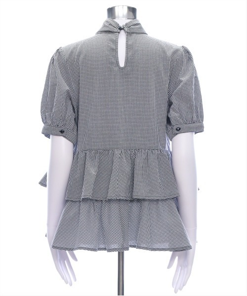 CLEAR BASIC（クリアベーシック）の「2way無地&柄リボンペプラムブラウス[オフィスカジュアル 着回し抜群 大人]（シャツ/ブラウス・レディース・オフホワイト/ネイビー/ブラック系その他・F）」の18枚目の写真