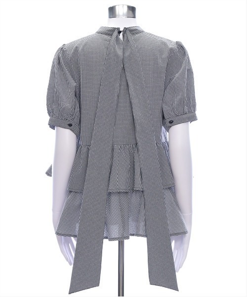 CLEAR BASIC（クリアベーシック）の「2way無地&柄リボンペプラムブラウス[オフィスカジュアル 着回し抜群 大人]（シャツ/ブラウス・レディース・オフホワイト/ネイビー/ブラック系その他・F）」の20枚目の写真