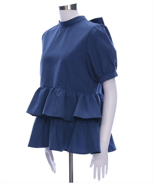 CLEAR BASIC（クリアベーシック）の「2way無地&柄リボンペプラムブラウス[オフィスカジュアル 着回し抜群 大人]（シャツ/ブラウス・レディース・オフホワイト/ネイビー/ブラック系その他・F）」の21枚目の写真