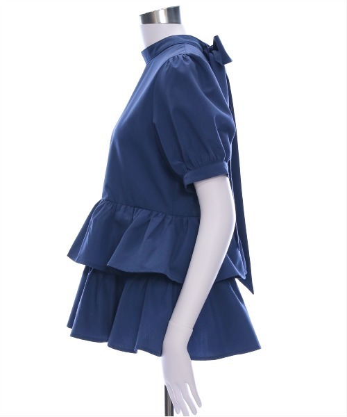 CLEAR BASIC（クリアベーシック）の「2way無地&柄リボンペプラムブラウス[オフィスカジュアル 着回し抜群 大人]（シャツ/ブラウス・レディース・オフホワイト/ネイビー/ブラック系その他・F）」の22枚目の写真