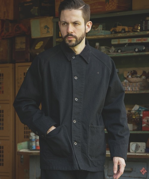 MR.OLIVE（ミスターオリーブ）の「RINSE WASH 12oz CRUNCH DEINIM / 5-BUTTON COVERALL（カバーオール・メンズ・ブラック/インディゴブルー・SMALL/MEDIUM/LARGE）」の14枚目の写真