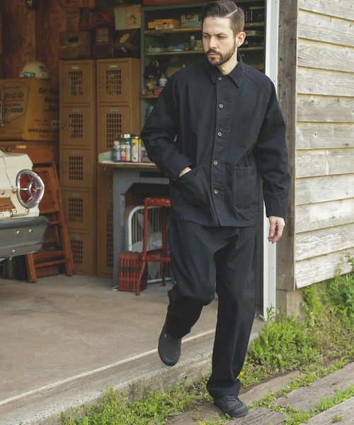 MR.OLIVE（ミスターオリーブ）の「RINSE WASH 12oz CRUNCH DEINIM / 5-BUTTON COVERALL（カバーオール・メンズ・ブラック/インディゴブルー・SMALL/MEDIUM/LARGE）」の13枚目の写真
