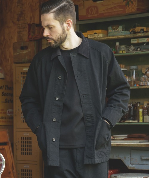 MR.OLIVE（ミスターオリーブ）の「RINSE WASH 12oz CRUNCH DEINIM / 5-BUTTON COVERALL（カバーオール・メンズ・ブラック/インディゴブルー・SMALL/MEDIUM/LARGE）」の9枚目の写真