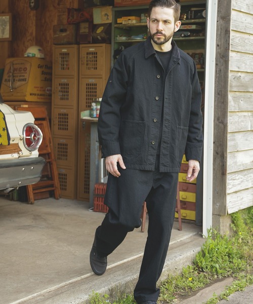 MR.OLIVE（ミスターオリーブ）の「RINSE WASH 12oz CRUNCH DEINIM / 5-BUTTON COVERALL（カバーオール・メンズ・ブラック/インディゴブルー・SMALL/MEDIUM/LARGE）」の8枚目の写真