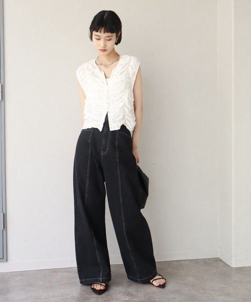 NOGLE（ノグル）の「【NOGLE/ノグル】フリルノースリートップス（その他トップス・レディース・ホワイト/ブラック/チャコール・FREE）」の12枚目の写真