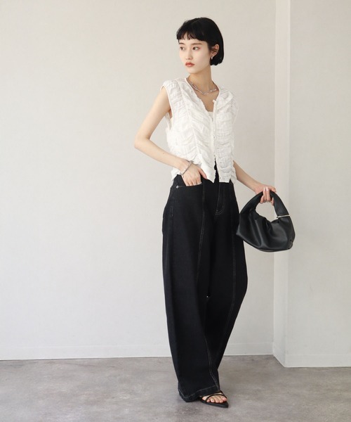 NOGLE（ノグル）の「【NOGLE/ノグル】フリルノースリートップス（その他トップス・レディース・ホワイト/ブラック/チャコール・FREE）」の7枚目の写真