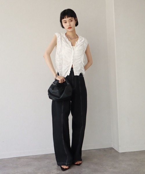 NOGLE（ノグル）の「【NOGLE/ノグル】フリルノースリートップス（その他トップス・レディース・ホワイト/ブラック/チャコール・FREE）」の8枚目の写真