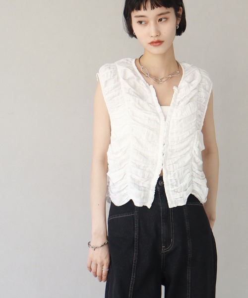 NOGLE（ノグル）の「【NOGLE/ノグル】フリルノースリートップス（その他トップス・レディース・ホワイト/ブラック/チャコール・FREE）」の11枚目の写真