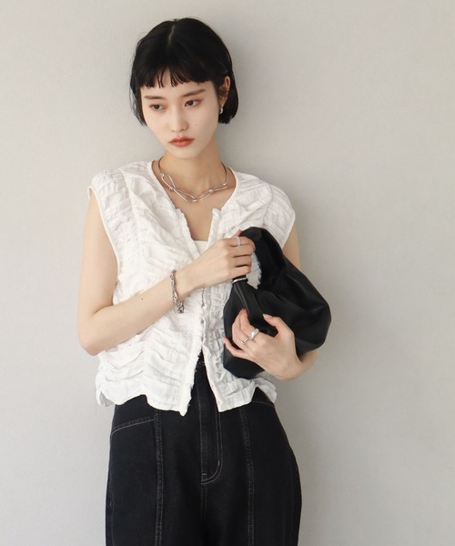 NOGLE（ノグル）の「【NOGLE/ノグル】フリルノースリートップス（その他トップス・レディース・ホワイト/ブラック/チャコール・FREE）」の10枚目の写真