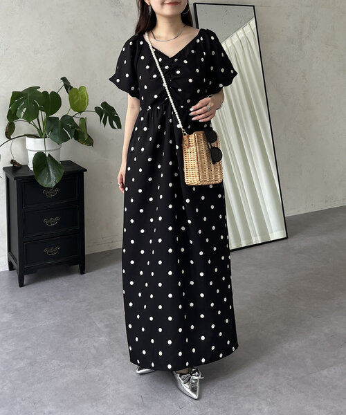 prose verse（プロズヴェール）の「シャーリングVネックナローワンピース（ワンピース・レディース・ブラック系その他/アイボリー/ブラック・MEDIUM/LARGE/PM/PL）」の13枚目の写真