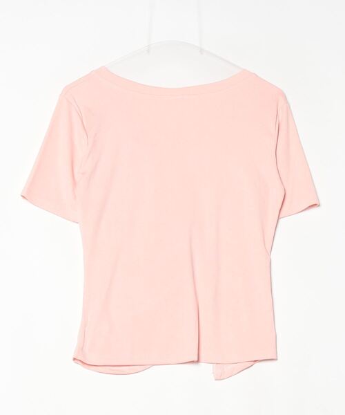 LETee(レティー)の「サイドタック×アシンメトリーデザインで魅せる♪こなれ感たっぷりのVネックトップス(Tシャツ/カットソー・レディース・ホワイト/ブラック/ピンク・FREE)」の6枚目の写真