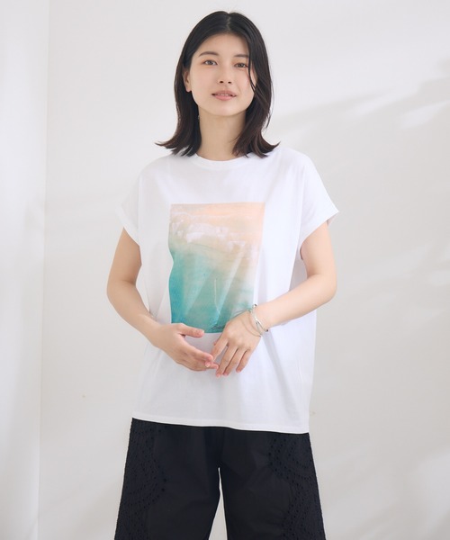 KATHARINE ROSS（キャサリンロス）の「【KATHARINE ROSS】SUMMERフォト海岸Tee（Tシャツ/カットソー・レディース・ブラック/オフホワイト・MEDIUM）」の14枚目の写真