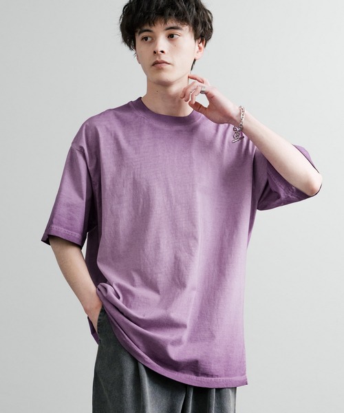 Rocky Monroe(ロッキーモンロー)の「ルーズシルエット ダブルグラデーションクルーネック半袖Tシャツ(Tシャツ/カットソー・メンズ・グレー/カーキ/ブラウン/オレンジ/パープル/ブルー/ブラック/ピンク/グリーン・M/XL/L)」の7枚目の写真