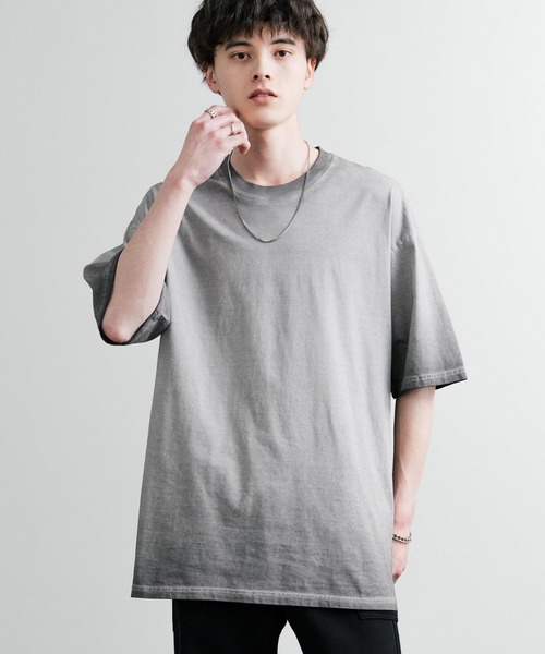 Rocky Monroe(ロッキーモンロー)の「ルーズシルエット ダブルグラデーションクルーネック半袖Tシャツ(Tシャツ/カットソー・メンズ・グレー/カーキ/ブラウン/オレンジ/パープル/ブルー/ブラック/ピンク/グリーン・M/XL/L)」の3枚目の写真