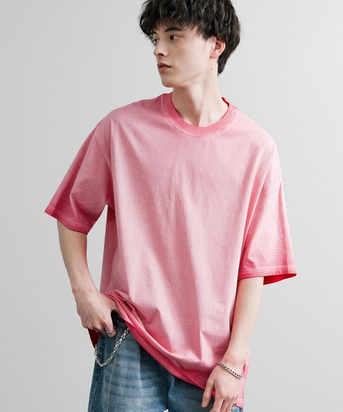 Rocky Monroe(ロッキーモンロー)の「ルーズシルエット ダブルグラデーションクルーネック半袖Tシャツ(Tシャツ/カットソー・メンズ・グレー/カーキ/ブラウン/オレンジ/パープル/ブルー/ブラック/ピンク/グリーン・M/XL/L)」の8枚目の写真