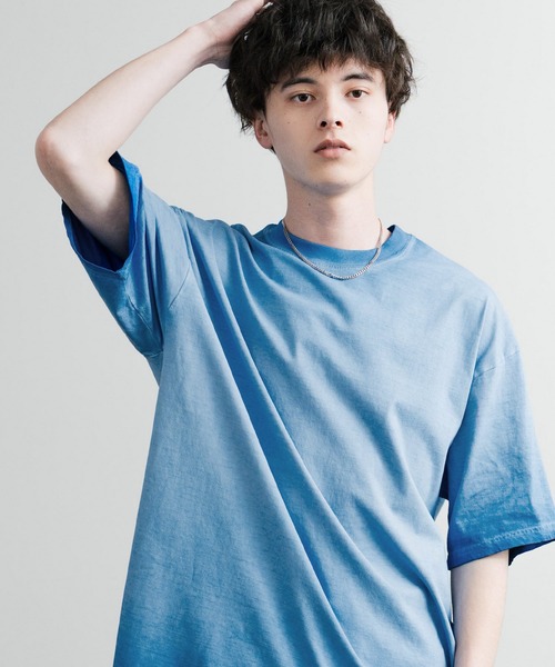 Rocky Monroe(ロッキーモンロー)の「ルーズシルエット ダブルグラデーションクルーネック半袖Tシャツ(Tシャツ/カットソー・メンズ・グレー/カーキ/ブラウン/オレンジ/パープル/ブルー/ブラック/ピンク/グリーン・M/XL/L)」の6枚目の写真