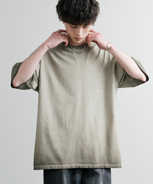 Rocky Monroe(ロッキーモンロー)の「ルーズシルエット ダブルグラデーションクルーネック半袖Tシャツ(Tシャツ/カットソー・メンズ・グレー/カーキ/ブラウン/オレンジ/パープル/ブルー/ブラック/ピンク/グリーン・M/XL/L)」の5枚目の写真