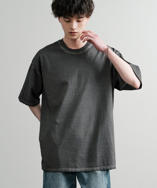 Rocky Monroe(ロッキーモンロー)の「ルーズシルエット ダブルグラデーションクルーネック半袖Tシャツ(Tシャツ/カットソー・メンズ・グレー/カーキ/ブラウン/オレンジ/パープル/ブルー/ブラック/ピンク/グリーン・M/XL/L)」の1枚目の写真