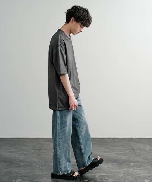 Rocky Monroe(ロッキーモンロー)の「ルーズシルエット ダブルグラデーションクルーネック半袖Tシャツ(Tシャツ/カットソー・メンズ・グレー/カーキ/ブラウン/オレンジ/パープル/ブルー/ブラック/ピンク/グリーン・M/XL/L)」の15枚目の写真