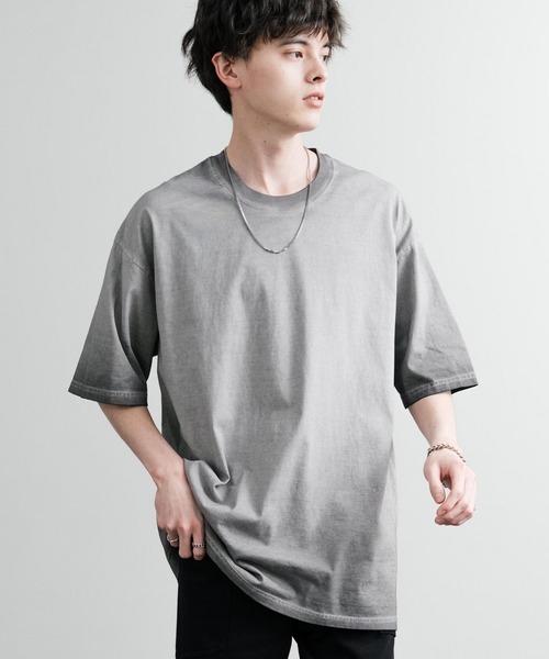 Rocky Monroe(ロッキーモンロー)の「ルーズシルエット ダブルグラデーションクルーネック半袖Tシャツ(Tシャツ/カットソー・メンズ・グレー/カーキ/ブラウン/オレンジ/パープル/ブルー/ブラック/ピンク/グリーン・M/XL/L)」の18枚目の写真