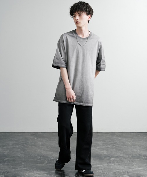 Rocky Monroe(ロッキーモンロー)の「ルーズシルエット ダブルグラデーションクルーネック半袖Tシャツ(Tシャツ/カットソー・メンズ・グレー/カーキ/ブラウン/オレンジ/パープル/ブルー/ブラック/ピンク/グリーン・M/XL/L)」の19枚目の写真