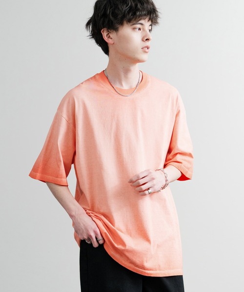 Rocky Monroe(ロッキーモンロー)の「ルーズシルエット ダブルグラデーションクルーネック半袖Tシャツ(Tシャツ/カットソー・メンズ・グレー/カーキ/ブラウン/オレンジ/パープル/ブルー/ブラック/ピンク/グリーン・M/XL/L)」の10枚目の写真