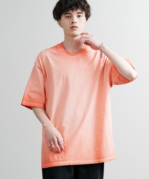 Rocky Monroe(ロッキーモンロー)の「ルーズシルエット ダブルグラデーションクルーネック半袖Tシャツ(Tシャツ/カットソー・メンズ・グレー/カーキ/ブラウン/オレンジ/パープル/ブルー/ブラック/ピンク/グリーン・M/XL/L)」の11枚目の写真