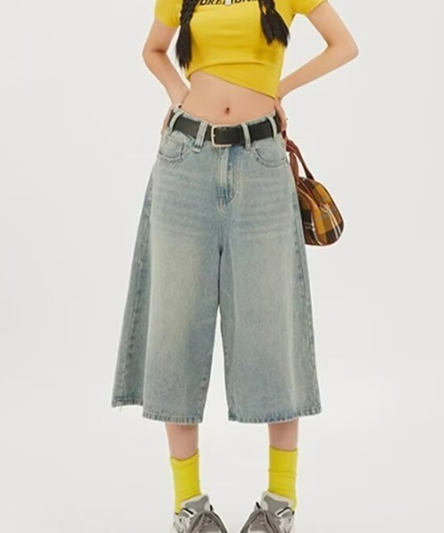 REBALANCE（リバランス）の「レディースハーフデニムパンツ（デニムパンツ・レディース・A・LARGE/X-LARGE/MEDIUM）」の4枚目の写真
