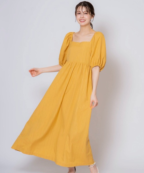 NOELA（ノエラ）の「バックリボンマキシワンピ（ワンピース・レディース・イエロー/ベージュ/ブルー・M/S）」の3枚目の写真