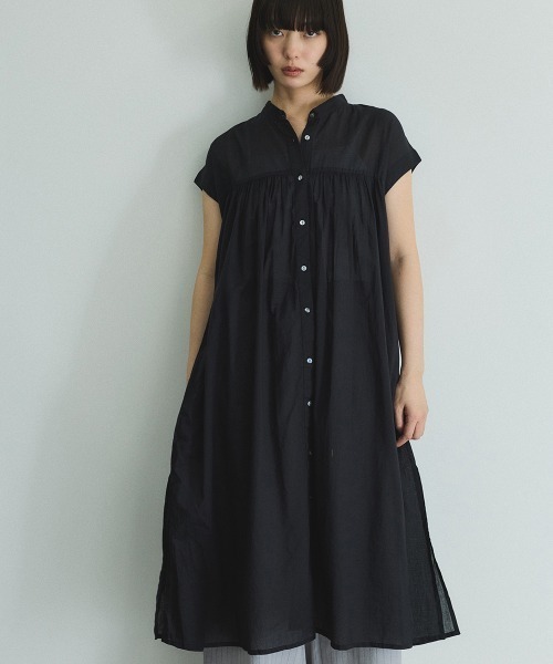 VICKY(ビッキー)の「ボイルフレンチスリーブシャツワンピース≪手洗い可能≫(ワンピース・レディース・ブラック/オフホワイト/ブラウン系その他・M)」の10枚目の写真