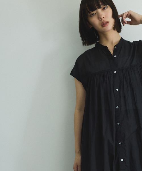 VICKY(ビッキー)の「ボイルフレンチスリーブシャツワンピース≪手洗い可能≫(ワンピース・レディース・ブラック/オフホワイト/ブラウン系その他・M)」の12枚目の写真