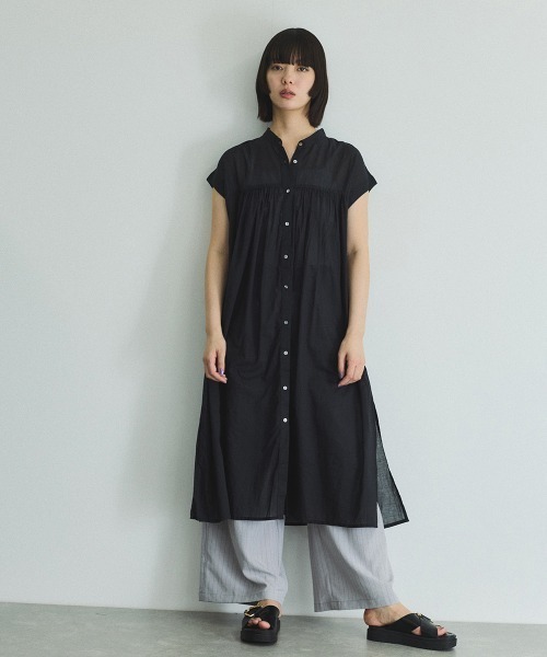 VICKY(ビッキー)の「ボイルフレンチスリーブシャツワンピース≪手洗い可能≫(ワンピース・レディース・ブラック/オフホワイト/ブラウン系その他・M)」の13枚目の写真