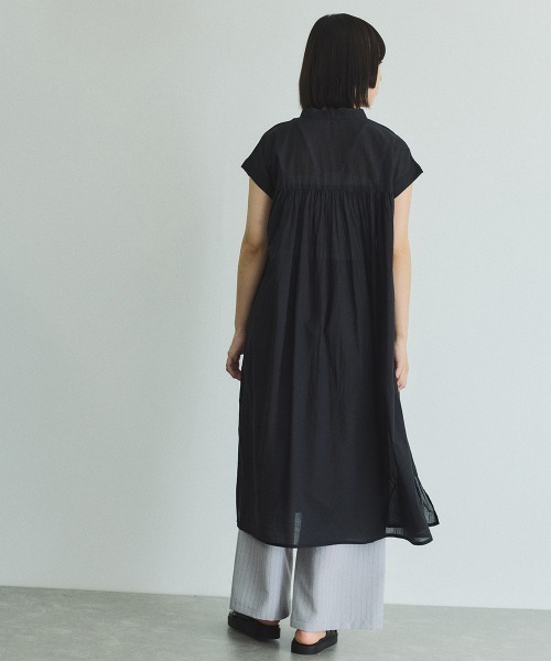 VICKY(ビッキー)の「ボイルフレンチスリーブシャツワンピース≪手洗い可能≫(ワンピース・レディース・ブラック/オフホワイト/ブラウン系その他・M)」の16枚目の写真