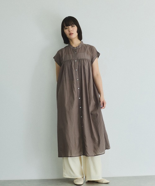 VICKY(ビッキー)の「ボイルフレンチスリーブシャツワンピース≪手洗い可能≫(ワンピース・レディース・ブラック/オフホワイト/ブラウン系その他・M)」の18枚目の写真