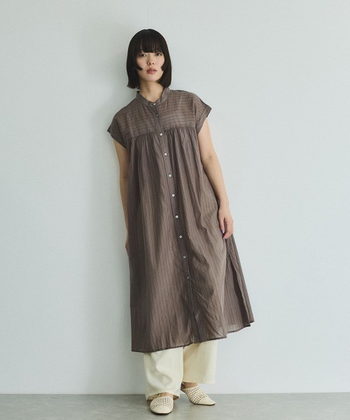 VICKY(ビッキー)の「ボイルフレンチスリーブシャツワンピース≪手洗い可能≫(ワンピース・レディース・ブラック/オフホワイト/ブラウン系その他・M)」の19枚目の写真