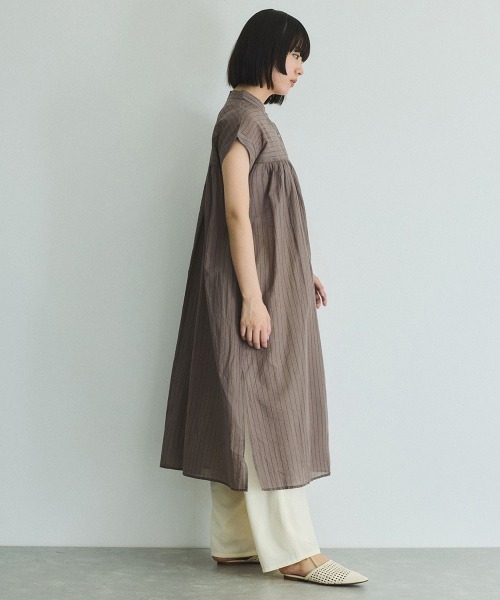 VICKY(ビッキー)の「ボイルフレンチスリーブシャツワンピース≪手洗い可能≫(ワンピース・レディース・ブラック/オフホワイト/ブラウン系その他・M)」の17枚目の写真