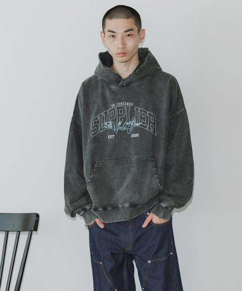 SUPPLIER（サプライヤー）の「SUPPLIER/サプライヤー Vintage Wash College Logo Hoodie カレッジロゴ フーディ―（パーカー・メンズ・チャコール/パープル・XL/L/M）」の10枚目の写真