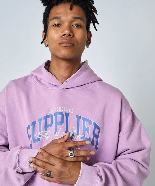 SUPPLIER（サプライヤー）の「SUPPLIER/サプライヤー Vintage Wash College Logo Hoodie カレッジロゴ フーディ―（パーカー・メンズ・チャコール/パープル・XL/L/M）」の22枚目の写真