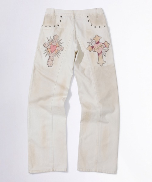 Sculptor x Ed Hardy Cracked Angel Denim デニム Sculptor X Ed Hardy] Cracked Angel Denim Ivory