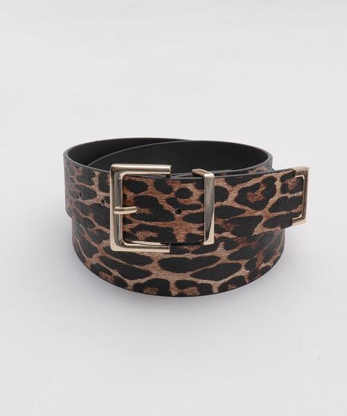 WEGO（ウィゴー）の「WEGO/スクエアバックルレオパードベルト（ベルト・レディース・グレー/ブラウン・FREE）」の2枚目の写真