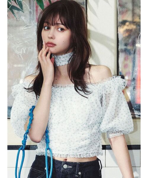 dazzlin(ダズリン)の「ネックピース付チュールブラウス(シャツ/ブラウス・レディース・ブルー/ライトグレー/ピンク・FREE)」の6枚目の写真