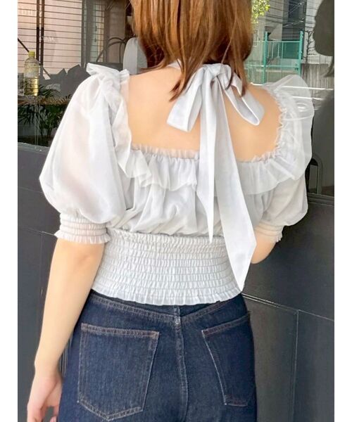 dazzlin(ダズリン)の「ネックピース付チュールブラウス(シャツ/ブラウス・レディース・ブルー/ライトグレー/ピンク・FREE)」の12枚目の写真