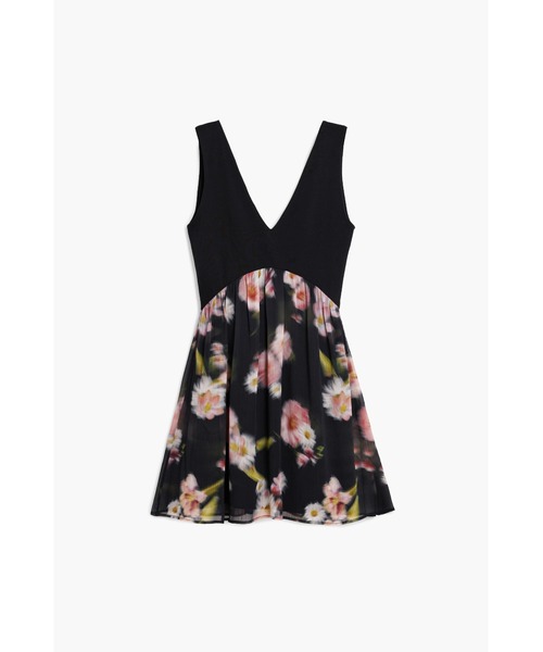 Desigual(デシグアル)の「バイカラーフローラルミニワンピース(ワンピース・レディース・ブラック・S/M/L/XS/XL)」の4枚目の写真