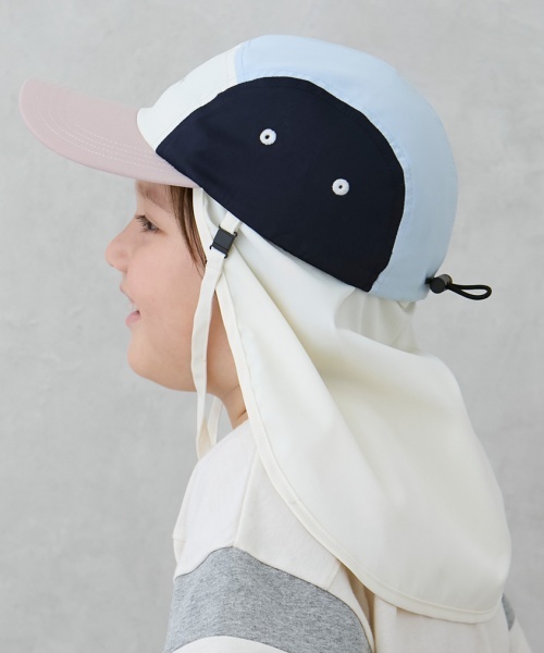 petit main（プティマイン）の「撥水日除けジェットキャップ（キャップ・キッズ・ラベンダー/チャコール/キナリ/カラフル・52cm/50cm/54cm）」の6枚目の写真