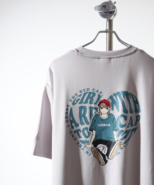 Red Cap Girl(レッドキャプガール)の「RED CAP GIRL RCGポンチバックプリントTシャツ(Tシャツ/カットソー・メンズ・ライトグレー系1/チャコールグレー/ブルー系2/ブラック系2/ピンク系1/ブルー系1/ピンク系2/ホワイト系1/ホワイト系2/グリーン/ブラック系1/ライトグレー系2・M/L)」の7枚目の写真
