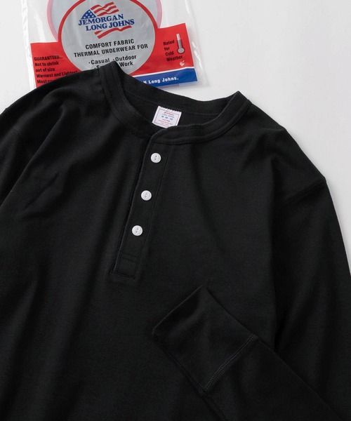 JEMORGAN（ジェーイーモーガン）の「【87】【JEMORGAN/ジェーイーモーガン】ワッフル/フライス ヘンリーネック ロングスリーブ Tシャツ/無地T/パックT/インナーウェア（Tシャツ/カットソー・メンズ・グレー/オフホワイト/カーキ/ネイビー/ホワイト/ブラック/チャコールグレー/ホワイト系その他/ダークグレー/ブラック系その他/グレー系その他・M/L/XL/S）」の6枚目の写真