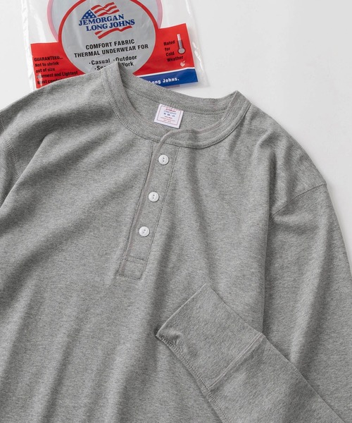 JEMORGAN（ジェーイーモーガン）の「【87】【JEMORGAN/ジェーイーモーガン】ワッフル/フライス ヘンリーネック ロングスリーブ Tシャツ/無地T/パックT/インナーウェア（Tシャツ/カットソー・メンズ・グレー/オフホワイト/カーキ/ネイビー/ホワイト/ブラック/チャコールグレー/ホワイト系その他/ダークグレー/ブラック系その他/グレー系その他・M/L/XL/S）」の9枚目の写真